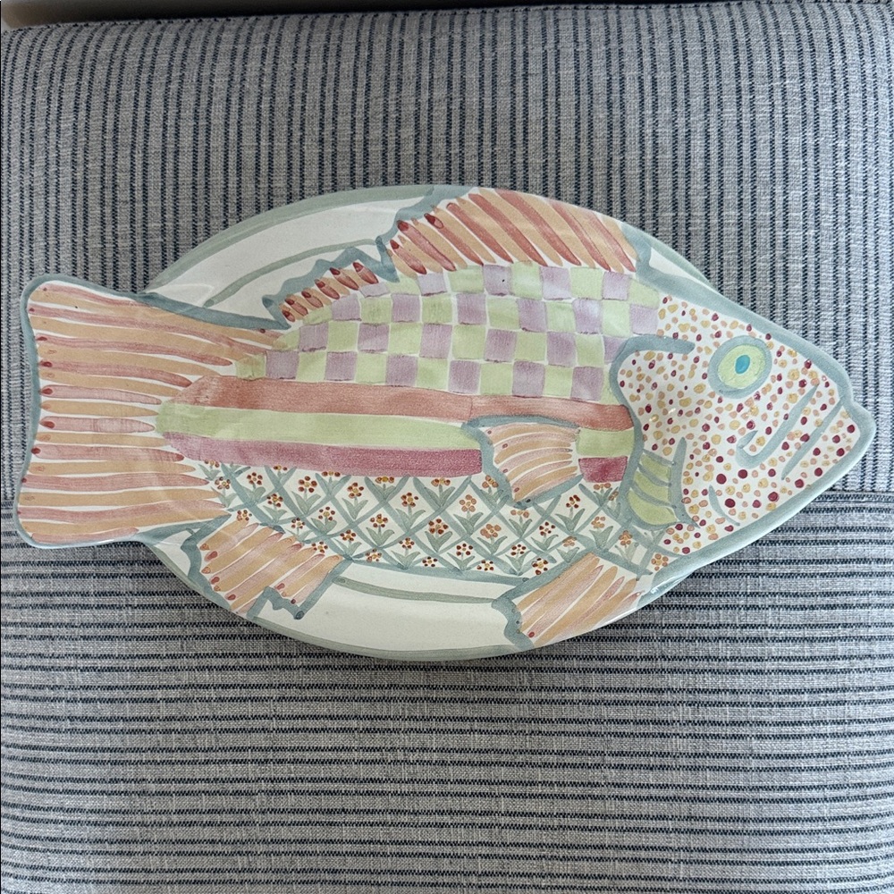 MacKenzie-Childs Vintage Victoria and Richard 15in. Fish Platter-1989